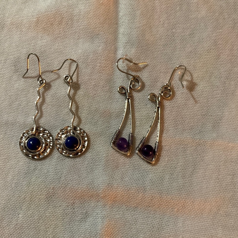 Elegant Silver and Purple Dangle Earrings